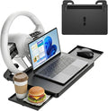 2 in 1 Steering Wheel Desk with Dual Slide Out Trays - Adjustable Laptop Holder for car with Tablet Slot Anti Slip Surface for Eating Writing Working Fit for Car SUV
