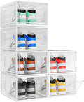 caktraie 6 Pack Thicken Shoe Organizer Stackable,Upgraded Sturdy Shoe Storage Box with Magnetic Door,Shoe Containers for Snea