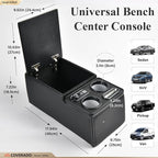 Coverado Car Center Console, Universal Rear Bench Seat Console, Back Seat Car Organizer, Automotive Center Console with Cup Holder & Phone Holder, Central Armrest Box (Update, Black)