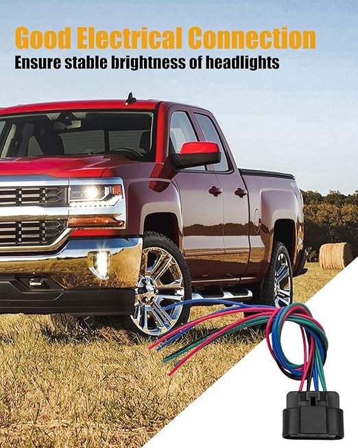 Headlights Connector Harness Wire Fit for Chevrolet Silverado 1500 2500 HD 2007-2015, Male and Female Plug Harness Pigtail Replace 22853027 22853028, 8Pin