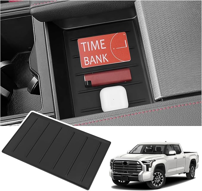 YOJOJOCO Center Console Tray Liner Compatible with Toyota 2022-2025 2026 Tundra & 2023-2025 2026 Sequoia Accessories Black Silicone Material Center Console Organizer Protective Pad
