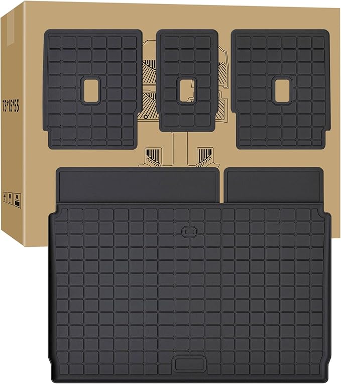 Cargo Liner for 2025 Ford Expedition Max & Lincoln Navigator L - All - Weather Back Seat Cover and Trunk Cargo Mat, Expedition Accessories (Backrest + Trunk Mat, Max/L Only)