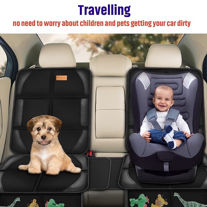 Bacgnyer Car Seat Protector, 2 Pack of Seat Protectors, Thickest Padded 600D Fabric Padding, Waterproof, Durable, Anti Slip B