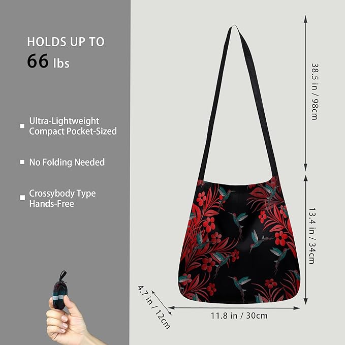 BeeGreen Reusable Grocery Shopping Bag -Travel Tote Bag - Foldable Compact Sturdy Bags