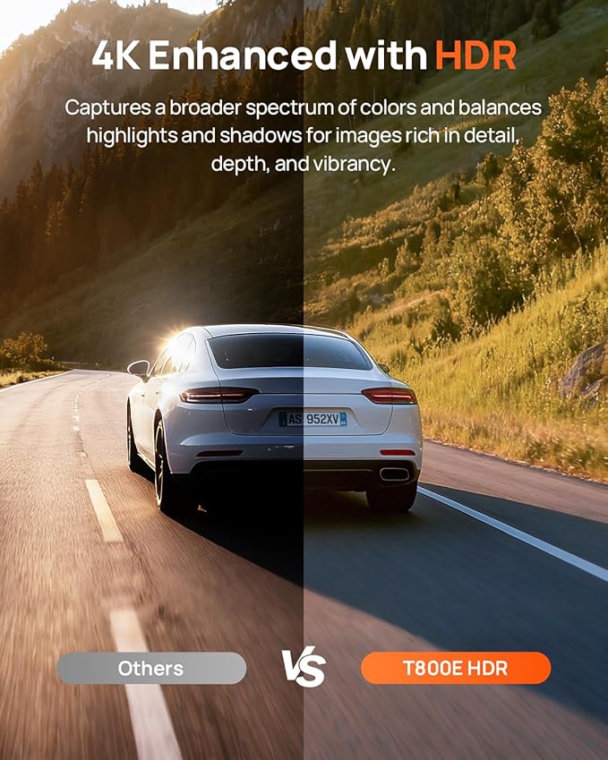 70mai 4K Dash Cam Front and Rear Inside, 3 Channel Car Dash Camera for Cars, Dashcam with GPS, Wi-Fi 6, Voice Control, Parkin