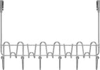 DecoBros Supreme Over The Door 11 Hook Organizer Rack, Chrome Finish
