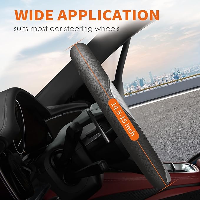 HOTOR Car Steering Wheel Cover - Universal Car Accessory for Diverse Cars, Durable Leather Cover with Anti-Slip Lining, for S