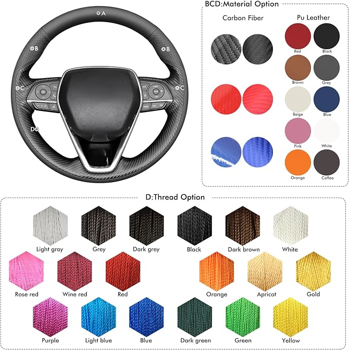 MEWANT Hand Sewn Steering Wheel Cover for Toyota Camry 2018-2019/Toyota Avalon 2019/Toyota Corolla 2019-2020/Toyota RAV4 2019 Steering Wheel Accessories