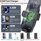 APPS2Car Sturdy CD Slot Phone Mount Upgraded Wireless Charger with One Hand Operation Design, Hands-Free Car Phone Holder Compatible with iPhone 17 Pro Max Plus 16 15 14 13 12 11, Samsung S25 S24