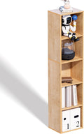5 Cube Storage Organizer,Wooden 5-Tier Open Shelf Bookshelf,Versatile Storage Cubes for Living Room，Bedroom,Home Office, (Oak