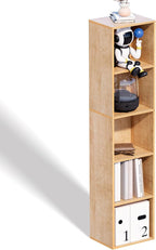 5 Cube Storage Organizer,Wooden 5-Tier Open Shelf Bookshelf,Versatile Storage Cubes for Living Room，Bedroom,Home Office, (Oak