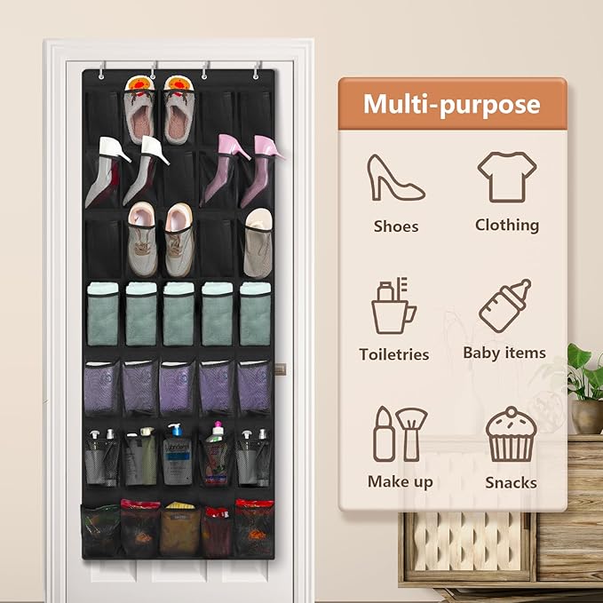 FENTEC 35 Large Pockets Over The Door Shoe Organizer, Mesh Hanging Shoe Organizer Shoe Rack for Closet Mesh Closet Shoe Holde