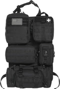 6 Pack Tactical Molle Car Seat Back Organizer - Tactical Vehicle Panel Organizer with 5 Detachable Molle Pouch,US Flag Patch
