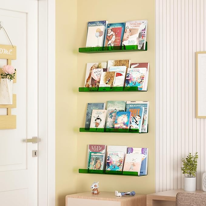 upsimples Acrylic Shelves for Wall Decor, 15" Display Shelf Perfume Organizer for Bathroom, Bedroom, Living Room, Floating Bo