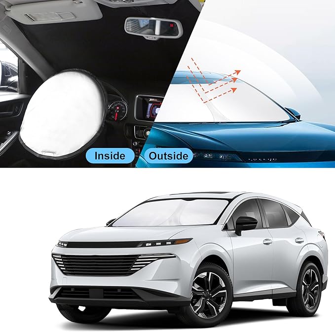 TINGLU Sun Shade for Nissan Murano 2025 2026 Accessories Windshield Sun Shade Window Shade UV Rays Protection Sun Visor Cover with Steering Wheel Sunshade Storage Bag