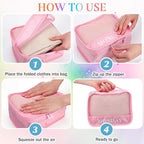 Days of Week Packing Cubes Weekly Organizer Travel Storage Bag School Clothes for Kids Summer Camp Family(9x7x3inch,Macaron,1
