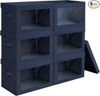 Homsorout Minimalist 6 Pack Large Fabric Storage Bins with Lids, Navy Blue, 14 Inch. - 6 Count, Ideal for Clothes, Books, CD,
