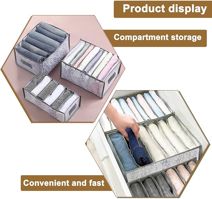 3PCS Wardrobe Clothes Organizer - Foldable Closet Drawer Organizer for Clothes, Portable Closet Organizers and Storage Bins, 
