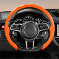 Universal 15 Inch Premium Nappa Leather Steering Wheel Cover - Non-Slip, Soft Comfortable Grip, Easy Install for Most Cars (Orange)