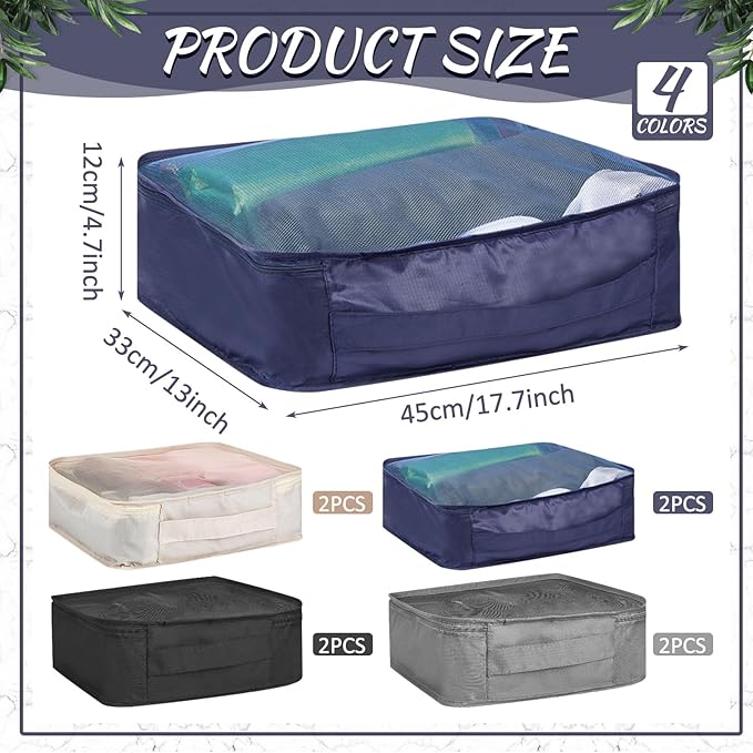 Silkfly 8 Pcs XL Packing Cube for Travel Luggage Organizer Suitcase High Capacity Large Packing Bag Bulk Reusable Mesh Travel