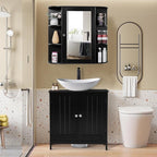 Iwell Bathroom Medicine Cabinet with Mirror, Wall Cabinet with 2 Adjustable Shelves & 6 Open Shelves, Bathroom Cabinet Wall M