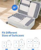 Narwey 7 Set Checkered Packing Cubes for Travel Carry on Suitcase Luggage Organizer Bags for Kids Women Men, Durable Packing 