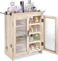 Ikee Design Wooden Countertop Storage Cabinet with Wavy Magnetic Door, Adjustable Shelves, Removable Hooks. Perfect for Perfu