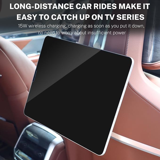 KUNGKIC for Car Headrest Tablet Holder for BMW X3 X5 X6 I20 G05 G06 G45 G60 G61 G70 Adjustable Tablet Car Mount for Back Seat Road Trip Essentials Black (Wireless Charging)