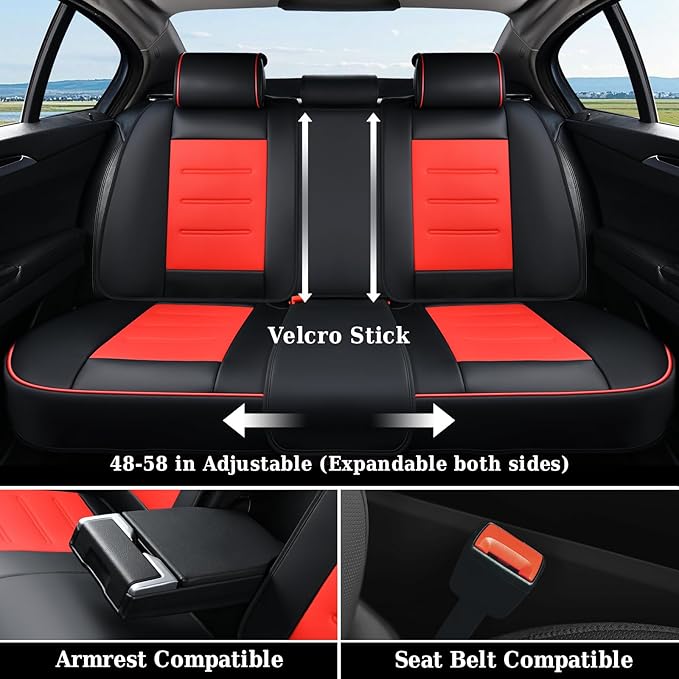 Coverado Car Seat Covers Full Set, Seat Covers for Cars, Car Seat Protector Waterproof, Leather Cushion, Universal Car Interi