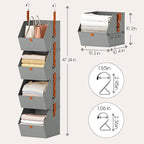 Homsorout Hanging Closet Organizer 4 Tier - Clothes Hanging Shelves, Space-Saving Closet System, Fabric Storage Bins Bedroom 