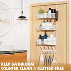 Kaiferty Over The Door Hooks Organizer, Coat Rack Over The Door Storage Hanger Towel Rack, Back of Door Storage Organizer for