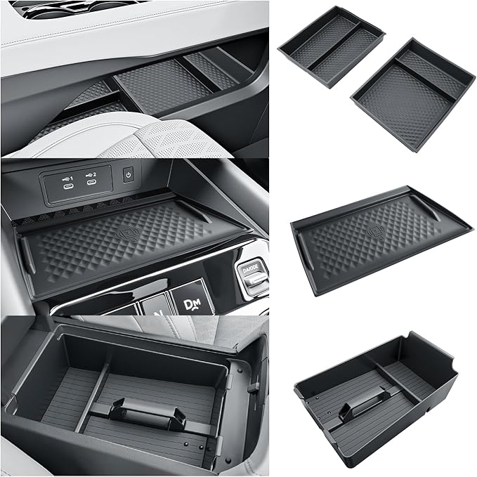 BIBIBO 4Pack for 2025 2026 Nissan Murano Center Console Organizer 2025+ Nissan Murano Console Armrest Tray+Wireless Charging Mat +Under Console Trays 2025 Murano Insert Organizer 2025 Murano