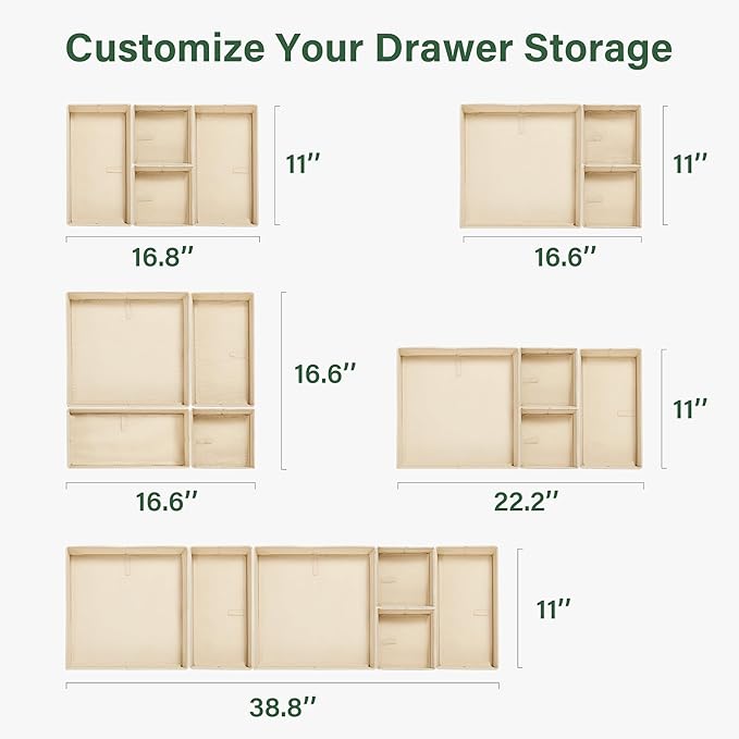 Kootek 16 Pack Drawer Organizer Clothes, Dresser Drawer Organizers for Clothing Fabric Foldable Closet Organizers and Storage