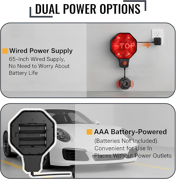 Garage Parking Sensor & Garage Parking Aid with LED Stop Light, Adjustable Ultrasonic Park Assistant for Car Stop Indicator w