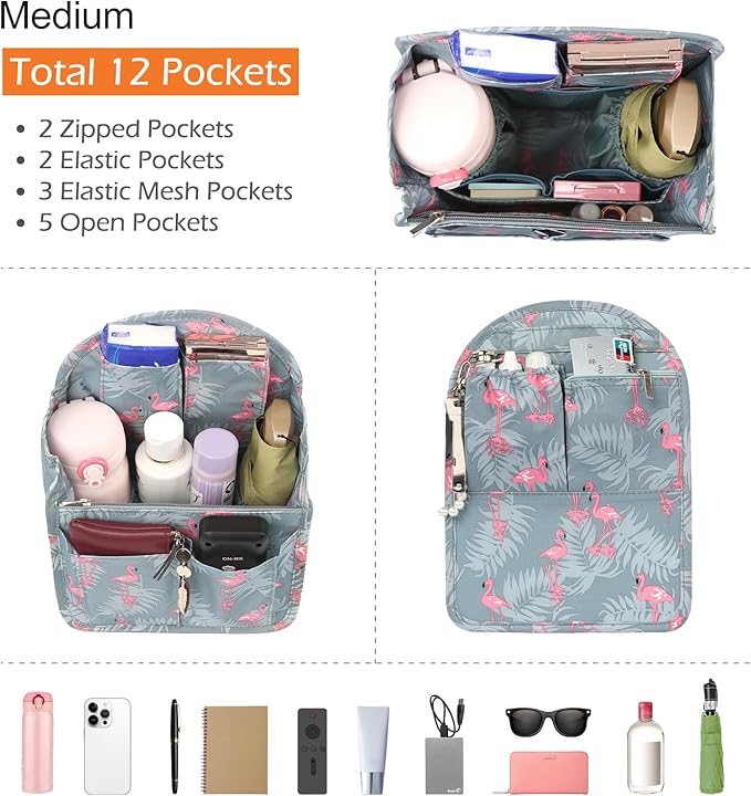 Surblue Backpack Organizer Insert Liner Hanging Travel Rucksack Purse and Handbag Insert Pocket, High-capacity Divider Foldab