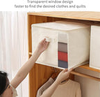 3-Pack Large Canvas Comforter Storage Bags for Clothes Sweater Clothes Organizer with Dual Zipper Three Carrying Handles for 