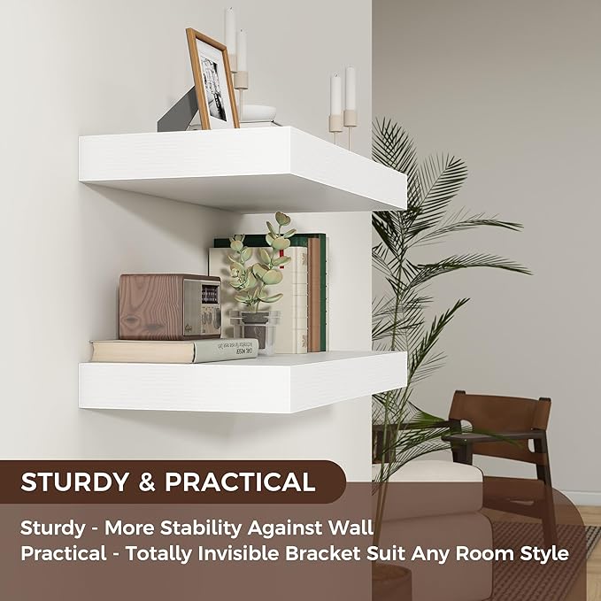Floating Shelves for Wall, 24 Inch Wide x 12 Inch Deep Floating Shelves, Long Wood Floating Wall Shelf Shelves for Living Roo