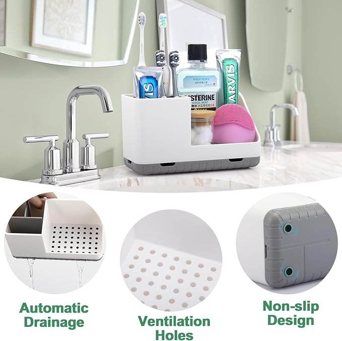 PARKMANI Toothbrush Holders for Bathrooms, Kids Electric Toothbrush and Toothpaste Holder with Drainage, Tooth Brush Holder f