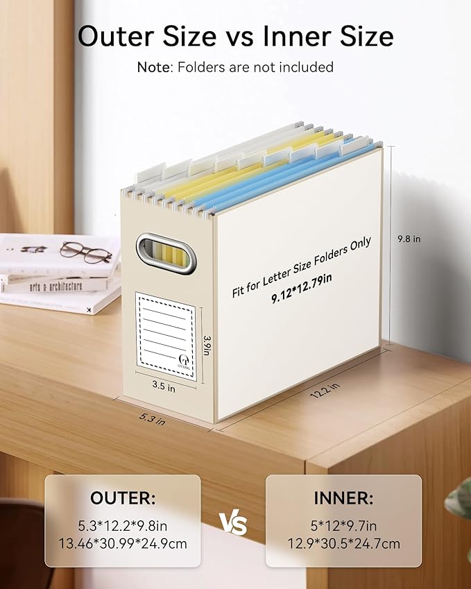 Oterri Cardboard File Organizer Box for Hanging File Folders Letter Size,File Box for Computer Desk,File Cabinet,Working Home