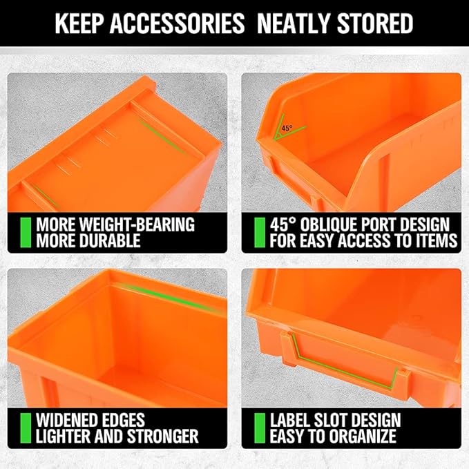 SWANLAKE GARDEN TOOLS 30-Bin Wall-Mounted Storage Bins, Heavy-Duty Garage Tool Organizer for Screws, Nuts, Bolts, Nails, Smal