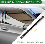 Motoforti Nano Ceramic Car Window Tint Film VLT 18% IRR 65% UVR 85% Black Silver Tone 14.76 ft x 35.43 Inch Privacy Film 2mil PET 1 Pc
