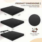 Fun Memories Floating Shelves for Wall - 9.3 Inch Square Shelves with Invisible Brackets, Black Small Wall Shelf for Living R
