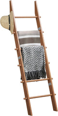 TEAKMAMA 6-Tier Blanket Ladder with Hanging Knobs,5.5 Ft Wall Leaning Blanket Ladders for Living Room Bedroom,Rustic Decorati