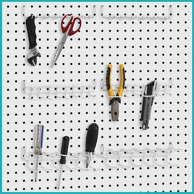 Coume 6 Pcs Pegboard Screwdriver Holders Organizer Pegboard Plier Holders Stainless Steel Peg Board Tool Utility Hooks Access