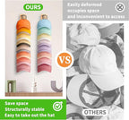 2 Pack Hat Organizer for Baseball Caps, Wood & Metal Hat Rack for Wall, Hat Storage for 22 Caps with Strong Adhesive/Wall Dri
