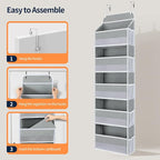 Yecaye Over The Door Organizer Storage, 5-Tier Heavy Duty Door Organizers Hanging with 10 Side Mesh Pockets, 44 lbs Load Capa