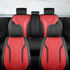 Leather Car Seat Covers Full Set, Breathable Faux Leather Seat Covers for Cars SUV Sedan Waterproof BlackRed