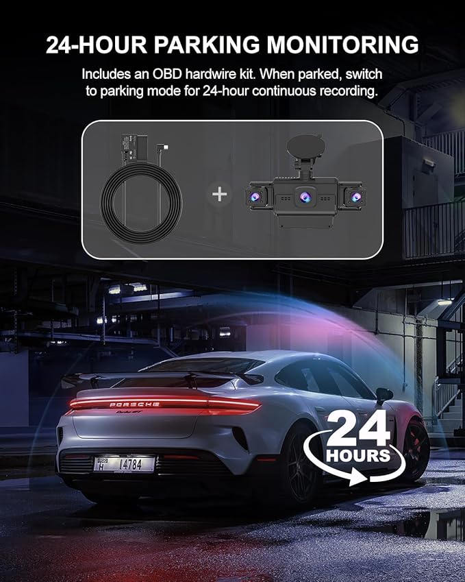 Dash Cam Front and Rear, 4-Channel 360° Coverage Car Dash Camera with STARVIS 2 Night Vision, GPS, 5.8GHz WiFi, 24H Parking M