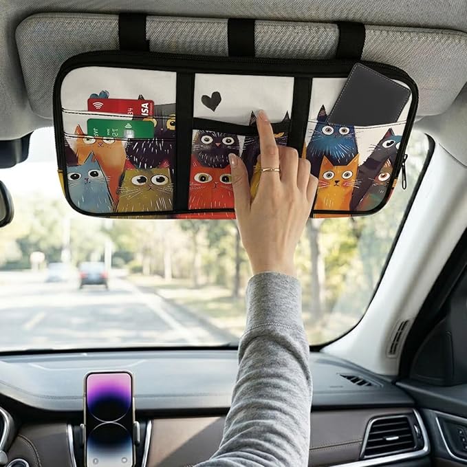 Lemon Car Sun Visor Storage Bag, Tactical Car Visor Organizer with Zipper Adjustable Straps for SUV Truck Pickup Patrol Car Storage