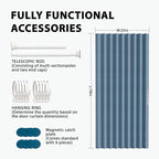 Jilron Accordion Door Curtain Set - 100% Blackout, with Curtain Rod Included, for Bedroom Privacy Protection (Blue-43 W x 78"